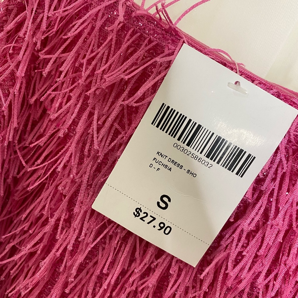 Pink fringe mini dress